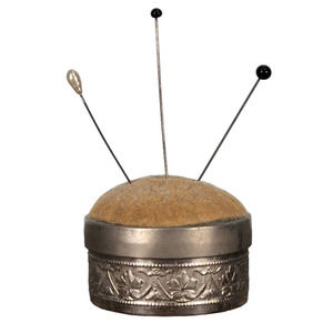 VINTAGE Silver Pin Cushion Sewing Box WW2 US Zone Germany Chased Silver 835